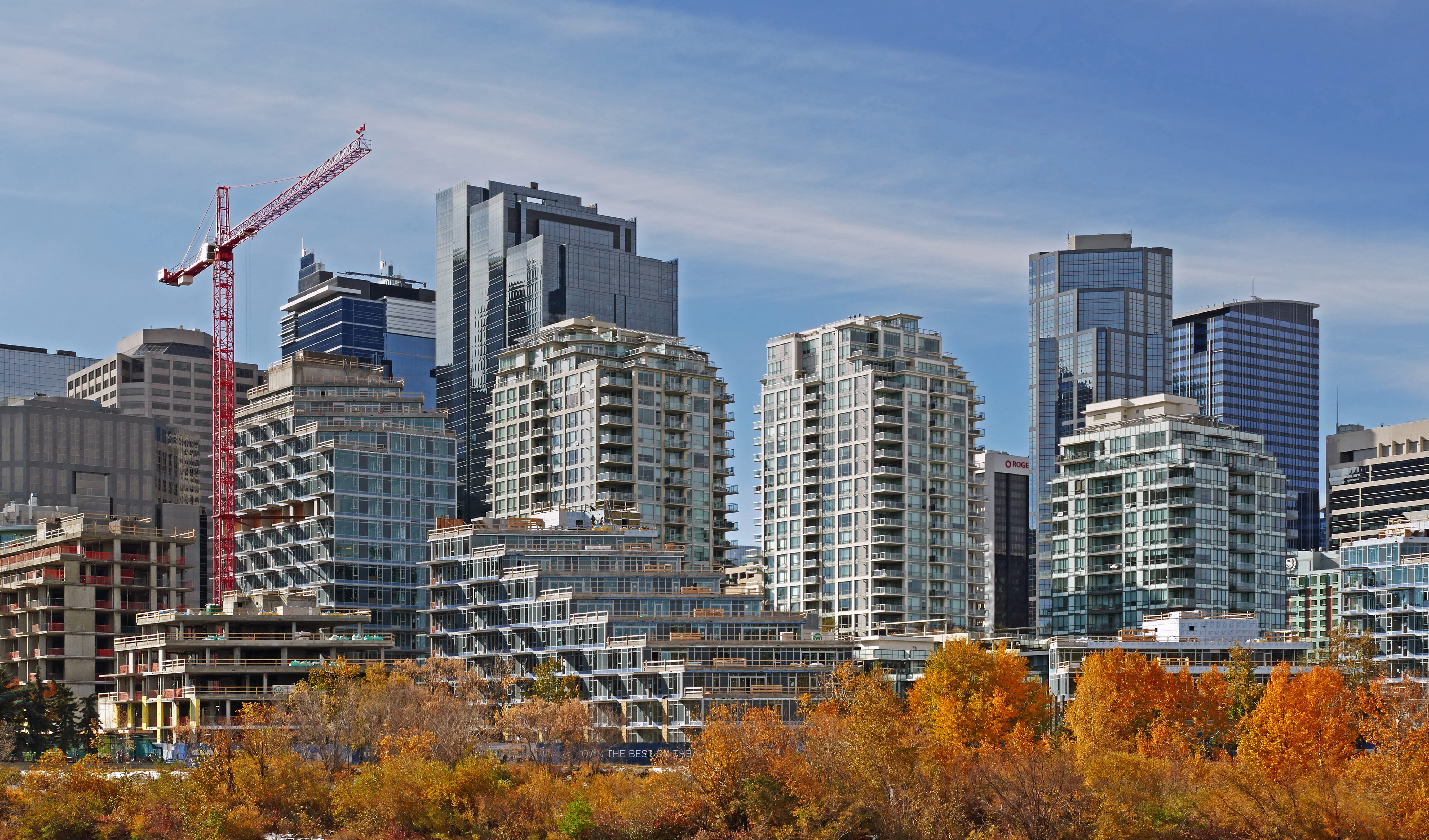 Aerial view of Calgary, Alberta skyline